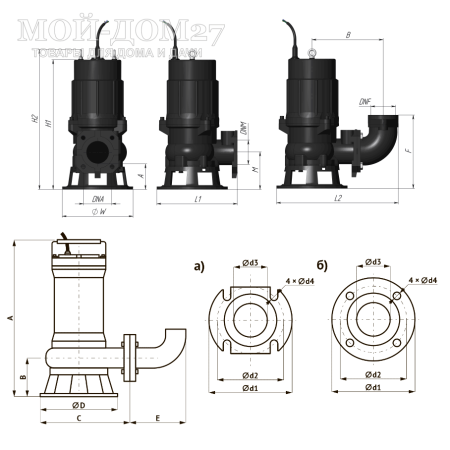 Насос фекальный FEKAMAX (1100 Вт) | Мой-Дом27 | Предназначен для откачки промышленных стоков заводов, городских очистных сооружений и канализационных станций, строительных и сельскохозяйственных объектов и т.п.